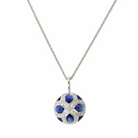 18K White Gold Sapphire Diamond Dome Necklace, 18k white gold, Long's Jewelers