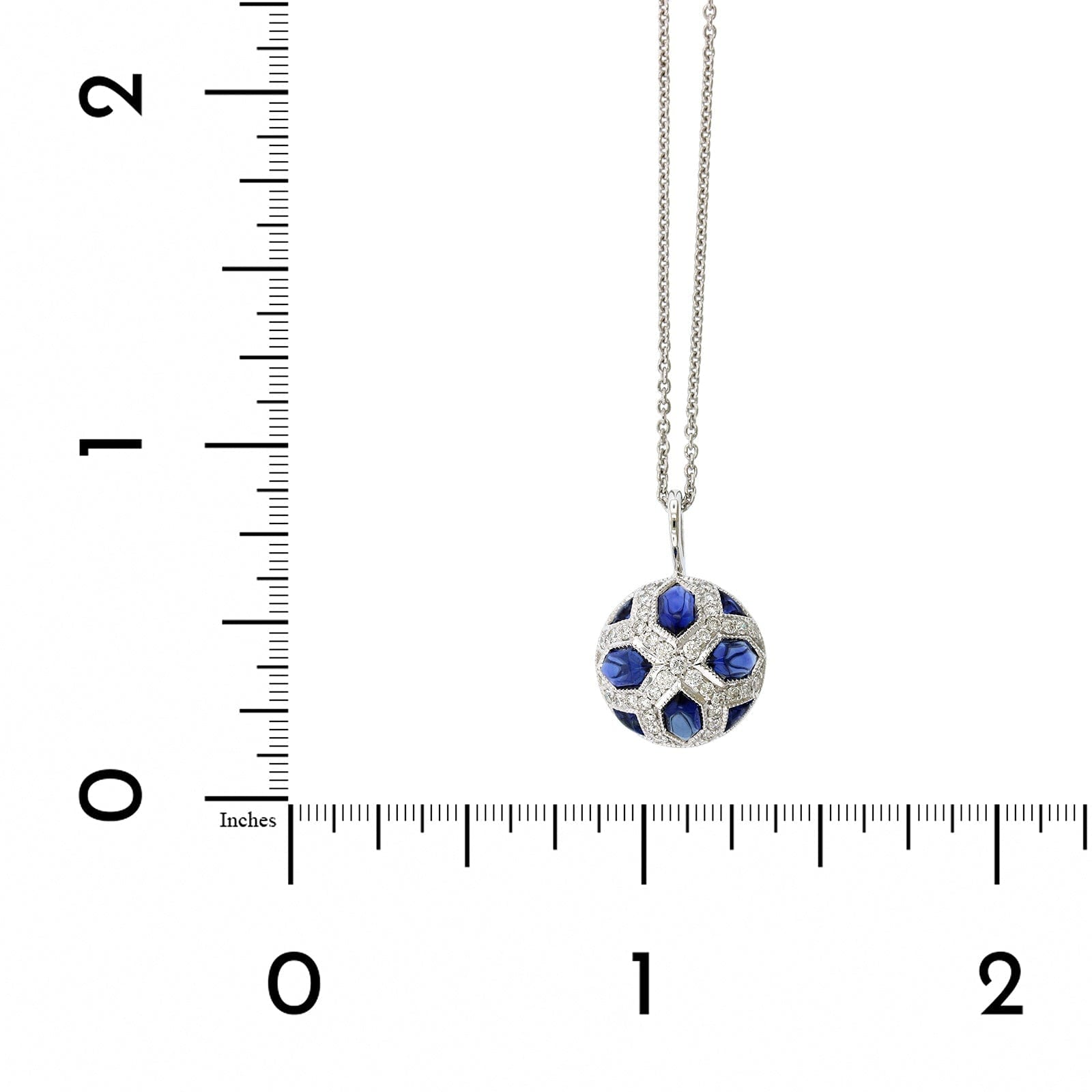 18K White Gold Sapphire Diamond Dome Necklace, 18k white gold, Long's Jewelers