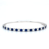 18K White Gold Sapphire and Diamond Bangle Bracelet, 18k white gold, Long's Jewelers