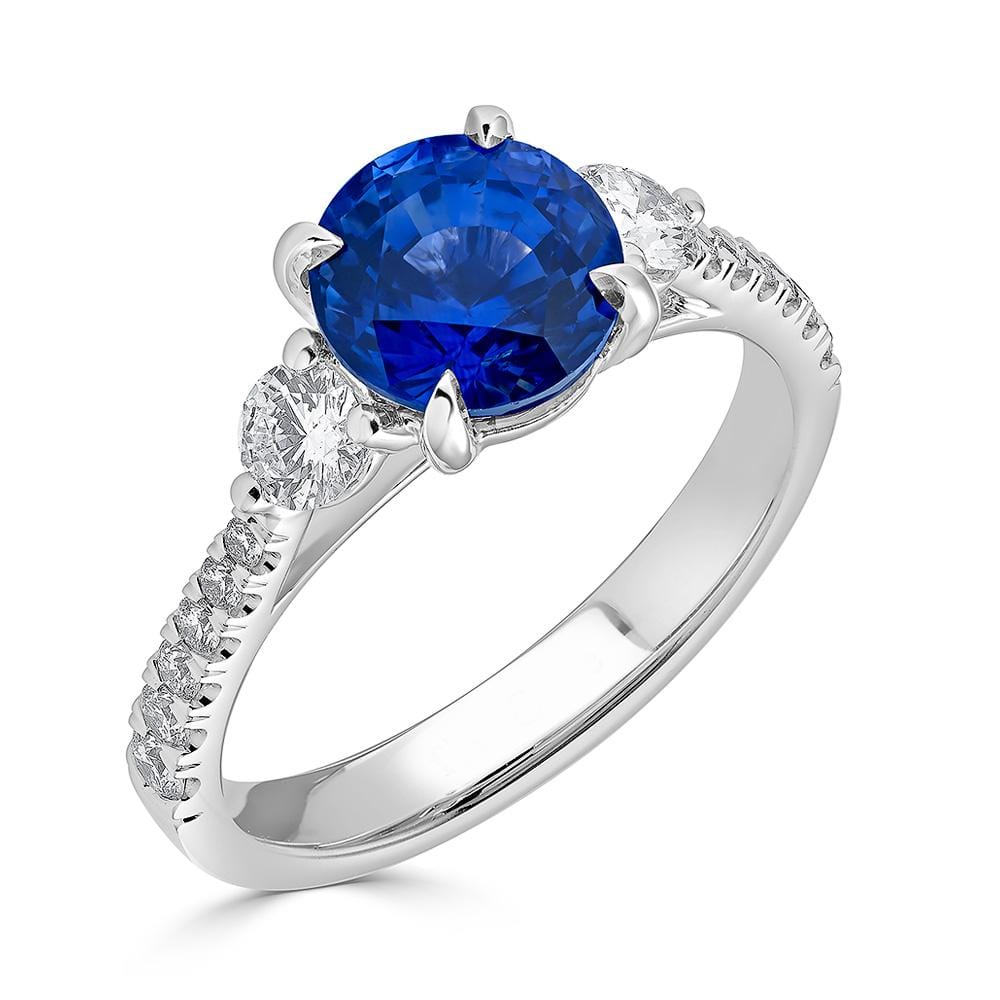 18K White Gold Sapphire and Diamond Ring, White Gold, Long's Jewelers