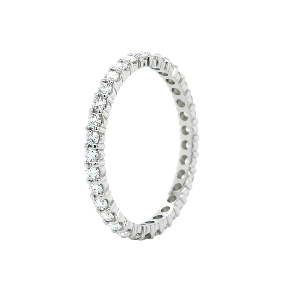 18K White Gold Shared Prong Diamond Band, 18k white gold, Long's Jewelers
