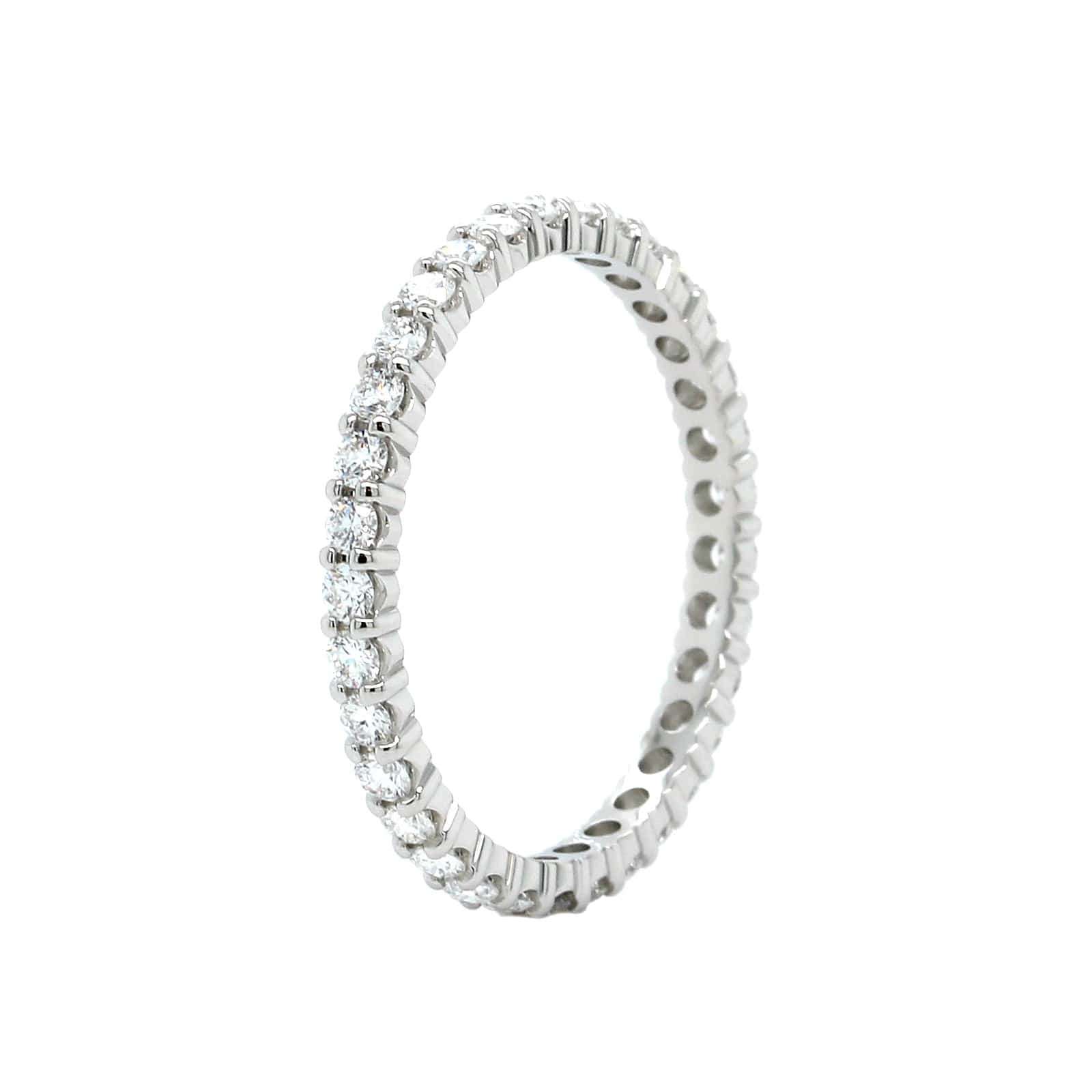 18K White Gold Shared Prong Diamond Band, 18k white gold, Long's Jewelers