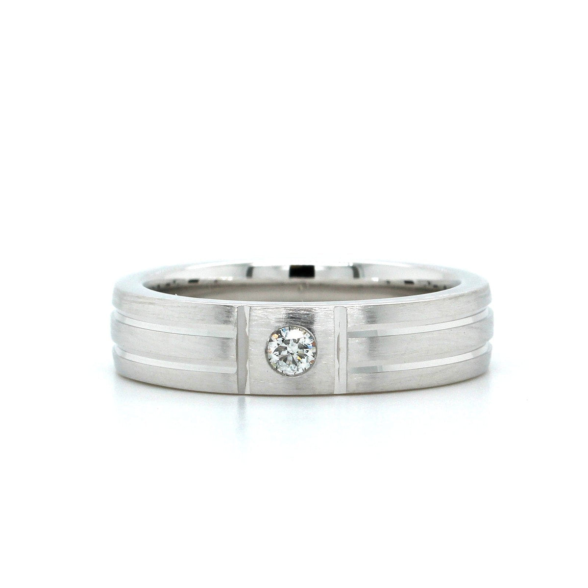18K White Gold Single Bezel Set Diamond Band, White Gold, Long's Jewelers