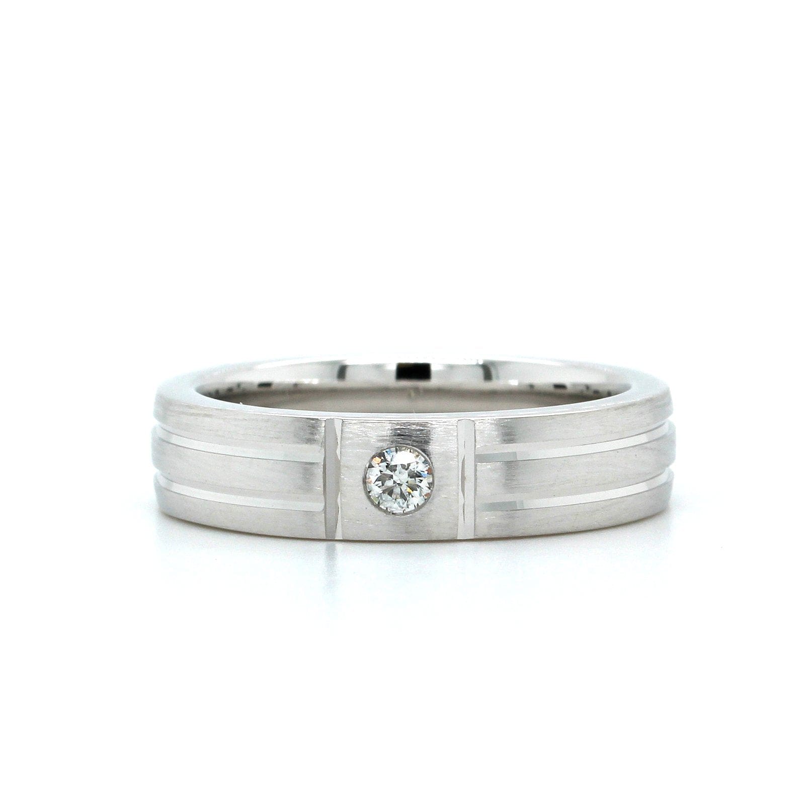 18K White Gold Single Bezel Set Diamond Band, White Gold, Long's Jewelers
