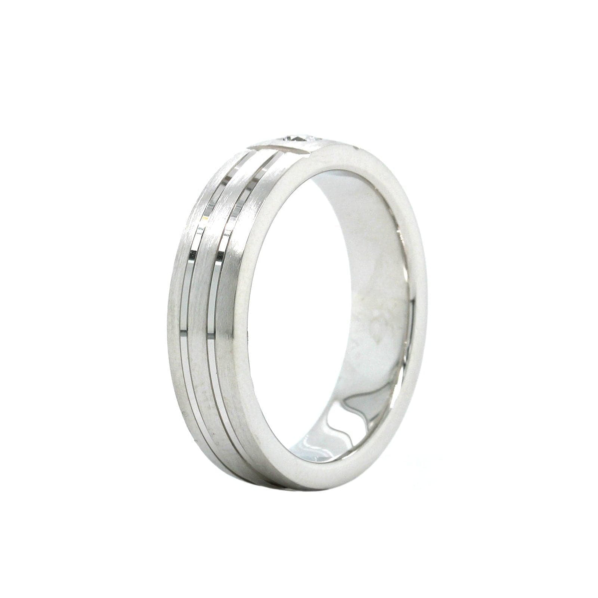 18K White Gold Single Bezel Set Diamond Band, White Gold, Long's Jewelers