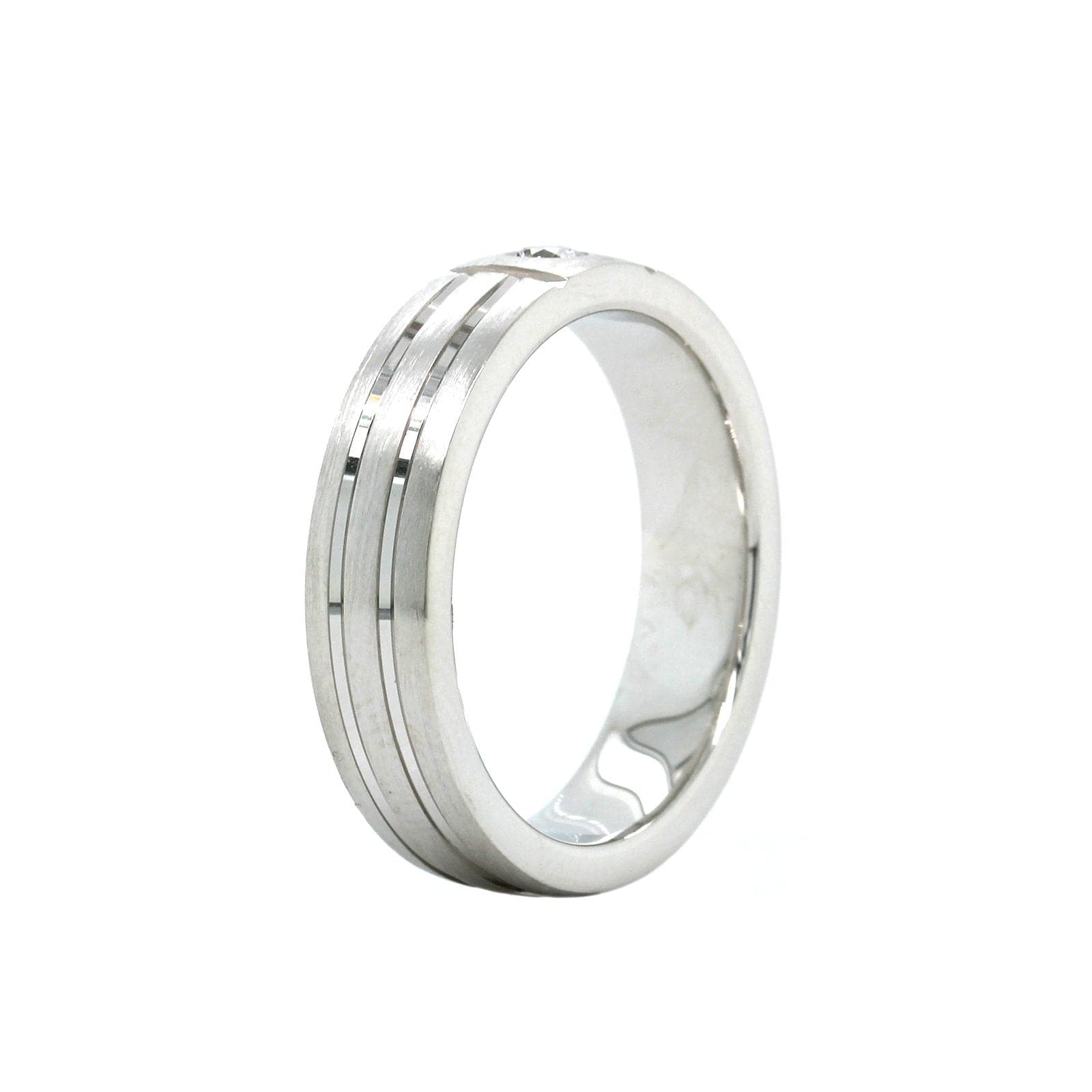 18K White Gold Single Bezel Set Diamond Band, White Gold, Long's Jewelers