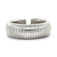 18K White Gold Tubogas Grooved Cuff Bracelet, White Gold, Long's Jewelers