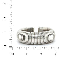 18K White Gold Tubogas Grooved Cuff Bracelet, White Gold, Long's Jewelers