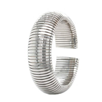 18K White Gold Tubogas Grooved Cuff Bracelet, White Gold, Long's Jewelers