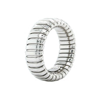 18K White Gold Tubogas Grooved Ring, White Gold, Long's Jewelers