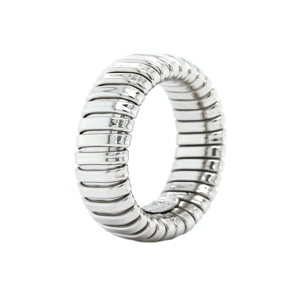 18K White Gold Tubogas Grooved Ring, White Gold, Long's Jewelers