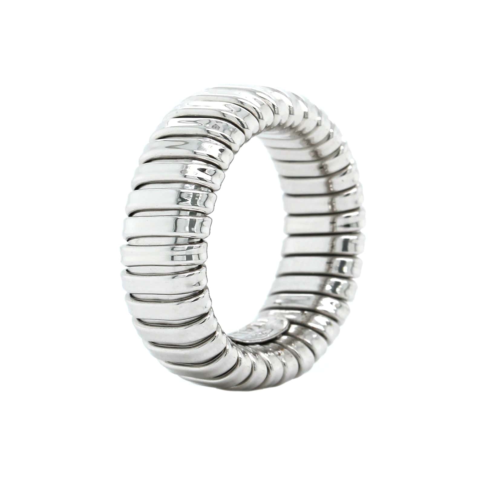 18K White Gold Tubogas Grooved Ring, White Gold, Long's Jewelers
