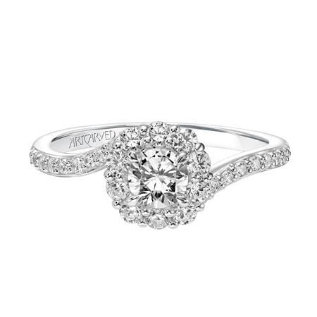 18K White Gold Twist Diamond Halo Engagement Ring Setting, Gold, Long's Jewelers