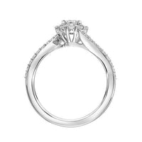 18K White Gold Twist Diamond Halo Engagement Ring Setting