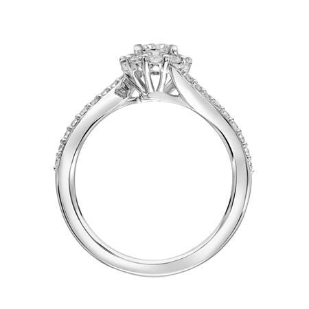 18K White Gold Twist Diamond Halo Engagement Ring Setting