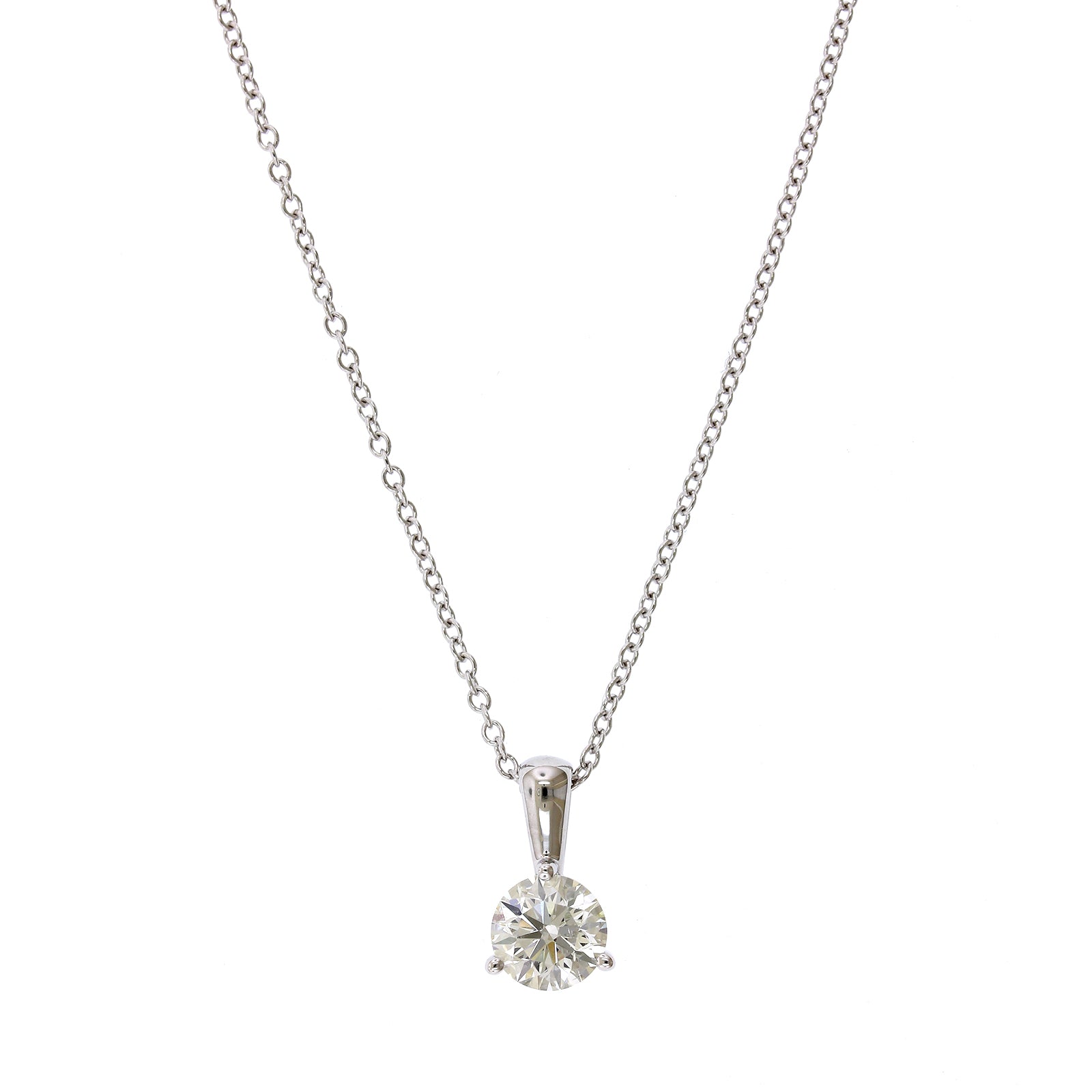18K White Gold Solitaire Diamond Pendant, white gold, Long's Jewelers