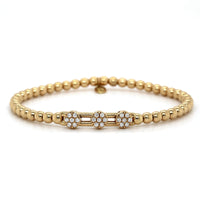 18K Yellow Gold 3 Diamond Station Stretch Bracelet, 18k yellow gold, Long's Jewelers
