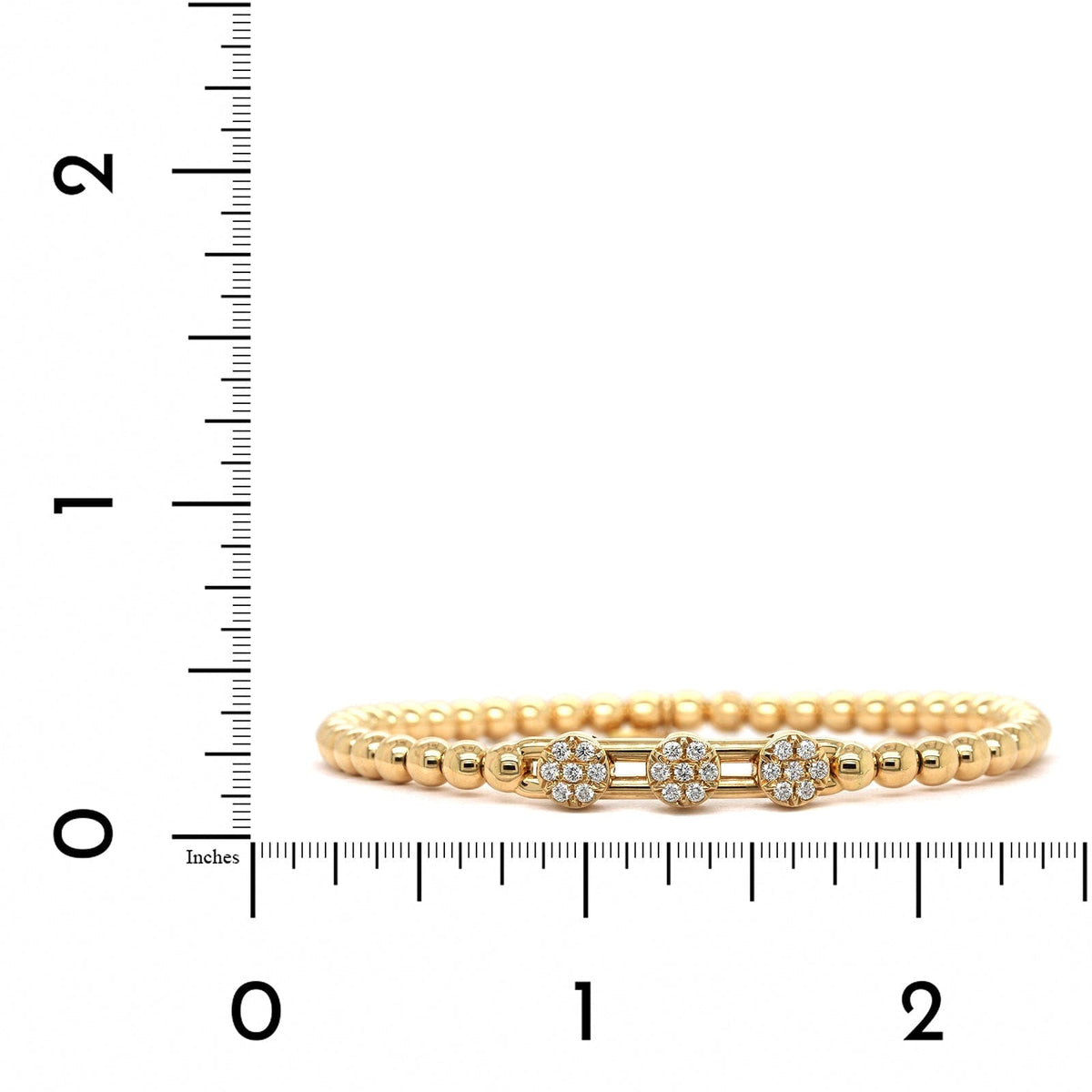 18K Yellow Gold 3 Diamond Station Stretch Bracelet, 18k yellow gold, Long's Jewelers