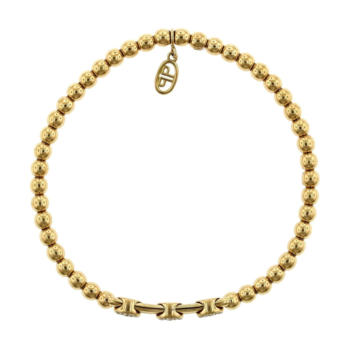 18K Yellow Gold 3 Diamond Station Stretch Bracelet, 18k yellow gold, Long's Jewelers