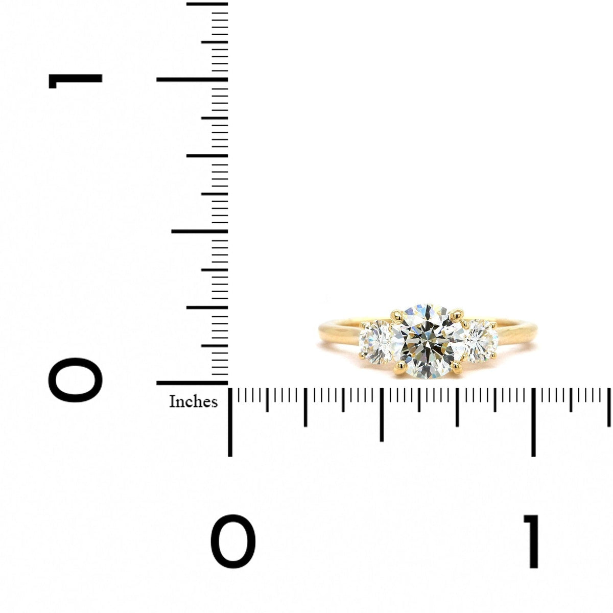 18K Yellow Gold 3 Stone Diamond Engagement Ring
