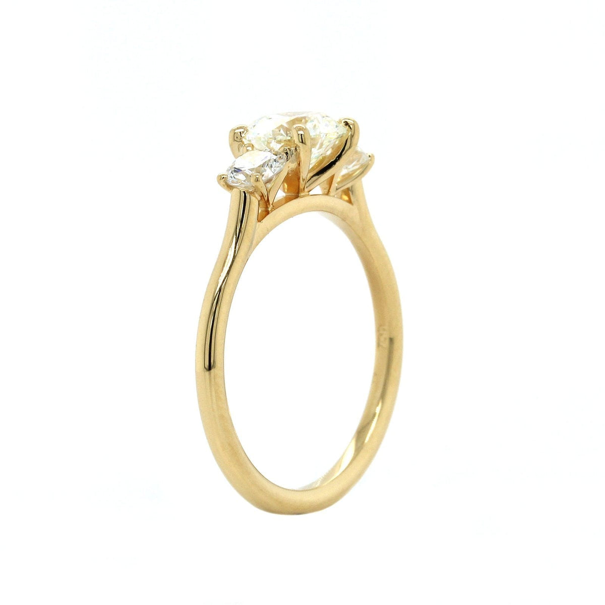18K Yellow Gold 3 Stone Diamond Engagement Ring