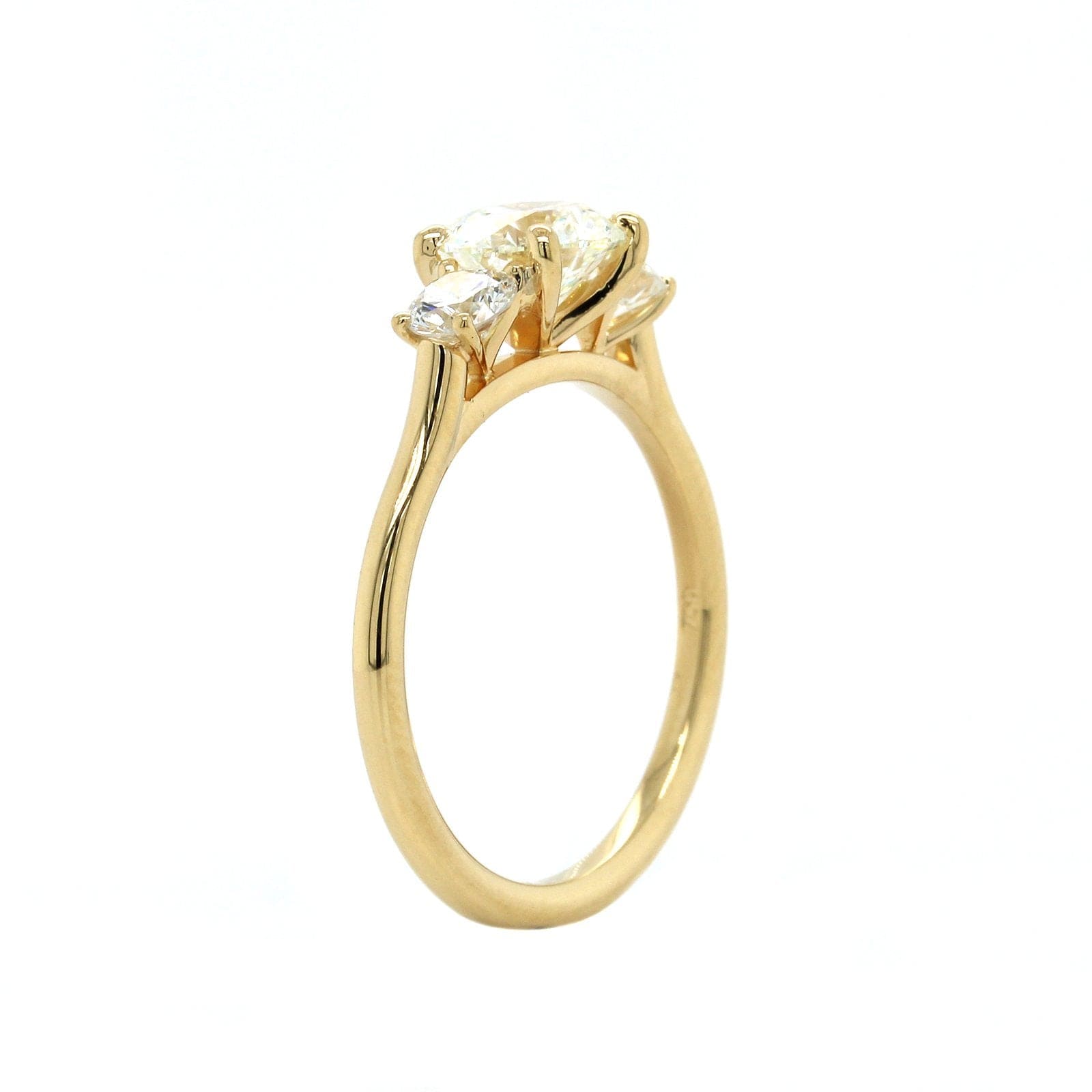 18K Yellow Gold 3 Stone Diamond Engagement Ring