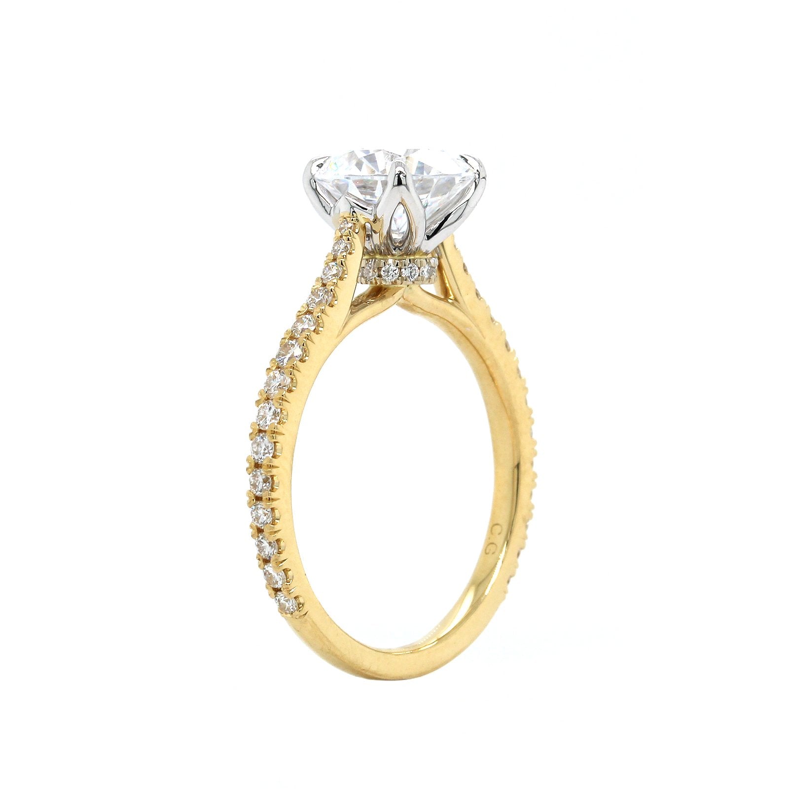 18K Yellow Gold 4 Prong Diamond Gallery Engagement Ring Setting