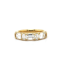 18K Yellow Gold 7 Stone Emerald Diamond Band, 18K Yellow Gold, Long's Jewelers