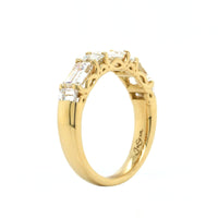 18K Yellow Gold 7 Stone Emerald Diamond Band