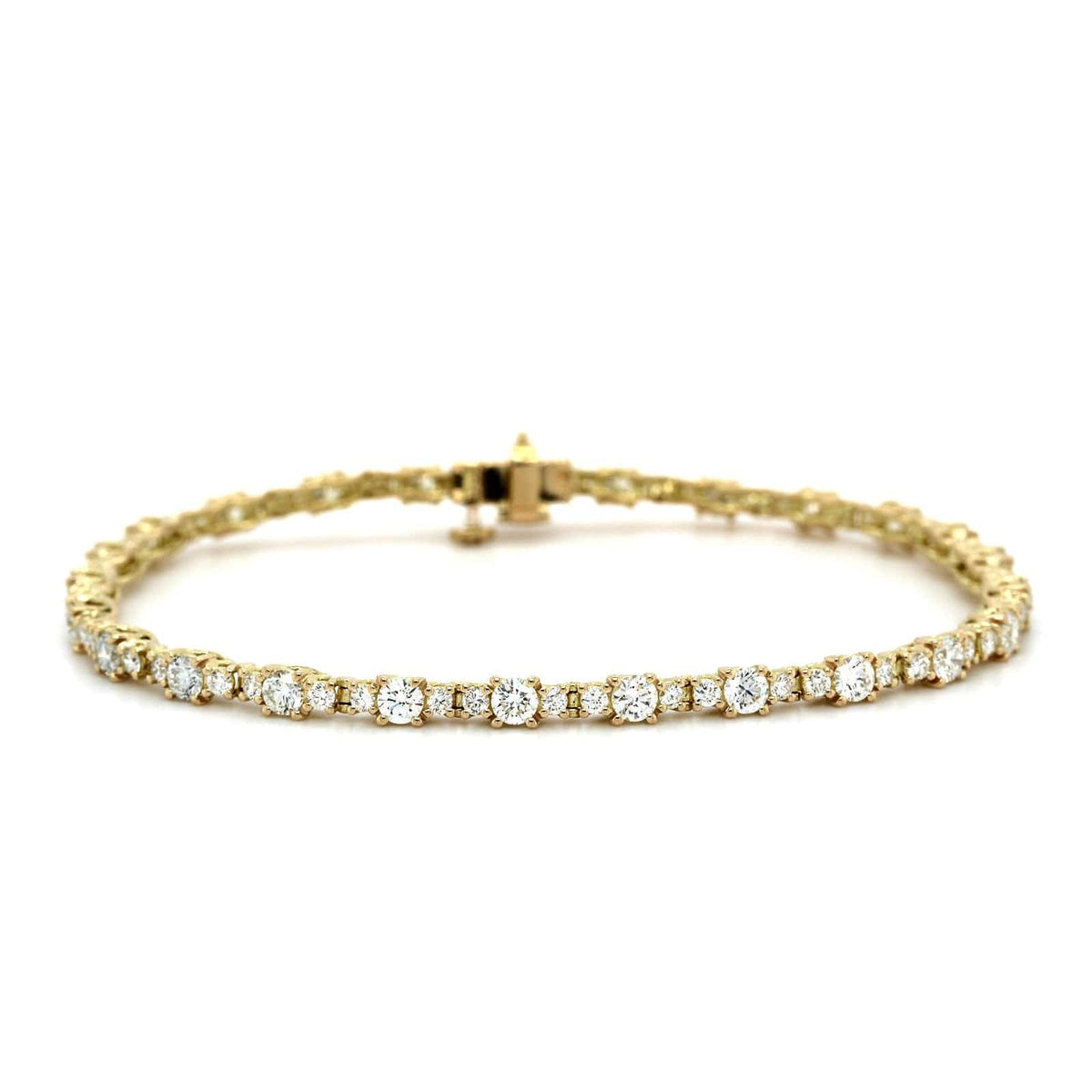 18K Yellow Gold Alternating Size Diamond Bracelet, 18k yellow gold, Long's Jewelers