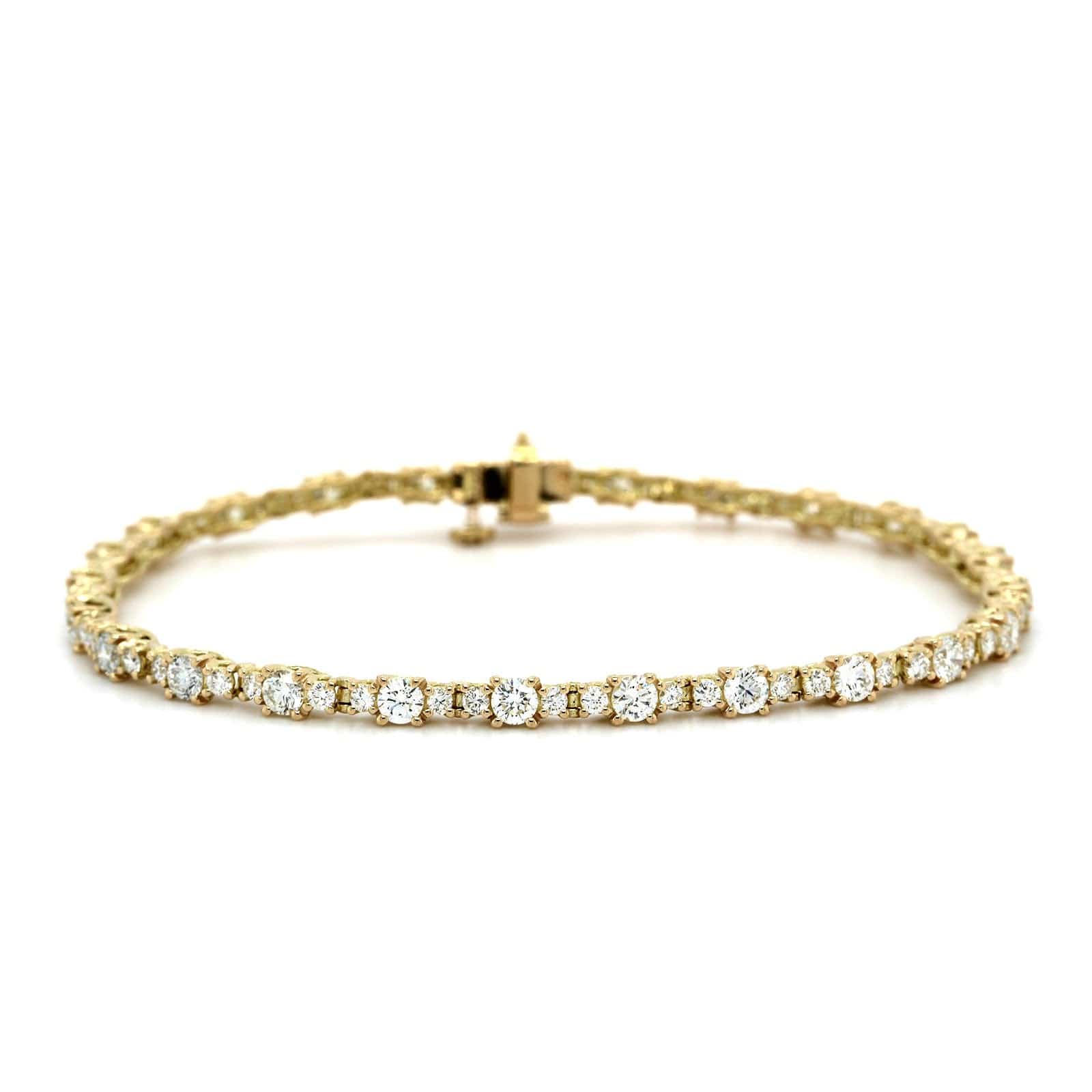 18K Yellow Gold Alternating Size Diamond Bracelet, 18k yellow gold, Long's Jewelers