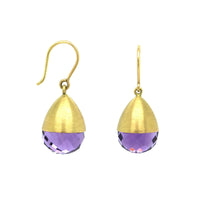 18K Yellow Gold Amethyst Buoy Drop Earrings,18k yellow gold, Long's Jewelers