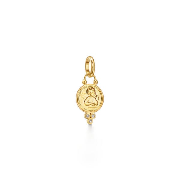 18K Yellow Gold Angel Diamond Pendant, Yellow Gold, Long's Jewelers
