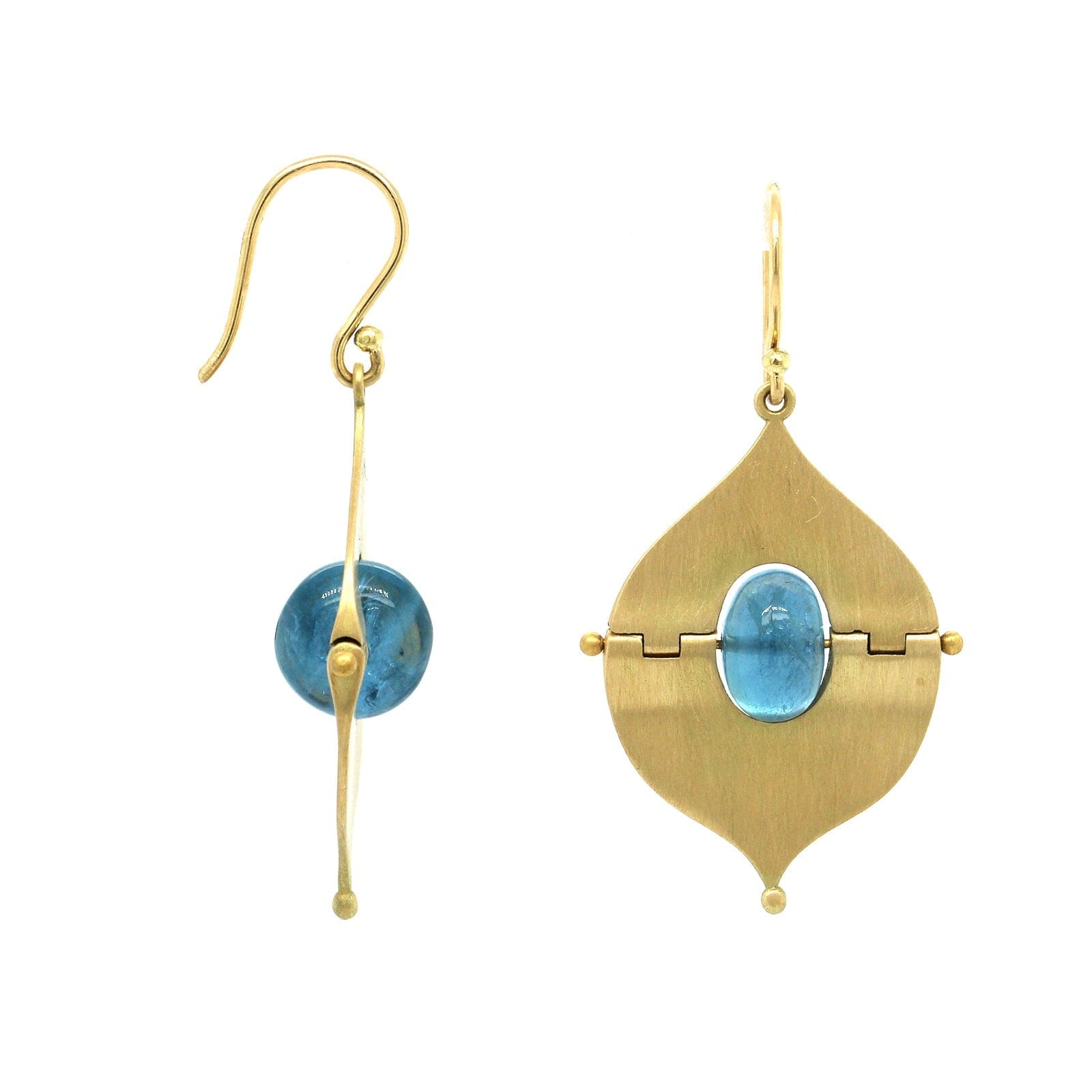 18K Yellow Gold Aquamarine Hinged Drop Earrings,18k yellow gold, Long's Jewelers