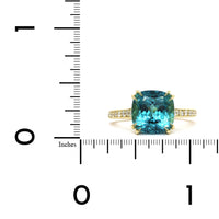 18K Yellow Gold Blue Cushion Tourmaline Ring, 18k yellow gold, Long's Jewelers