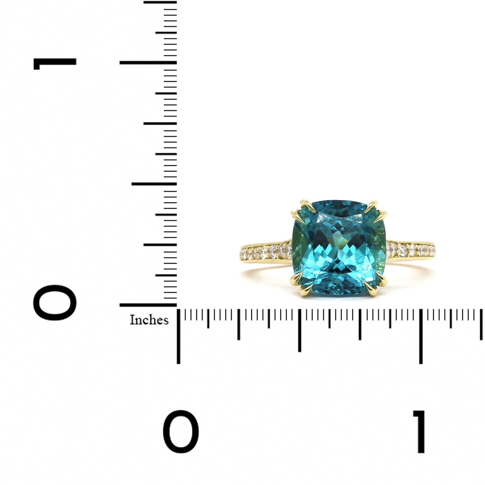 18K Yellow Gold Blue Cushion Tourmaline Ring, 18k yellow gold, Long's Jewelers