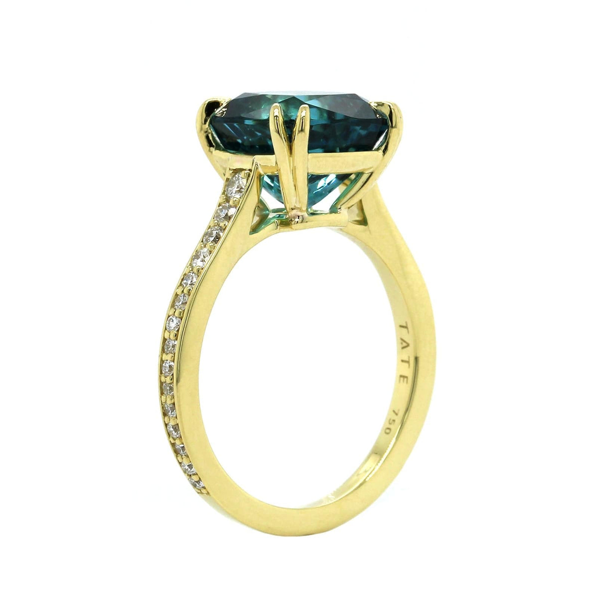 18K Yellow Gold Blue Cushion Tourmaline Ring, 18k yellow gold, Long's Jewelers