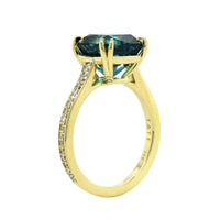 18K Yellow Gold Blue Cushion Tourmaline Ring, 18k yellow gold, Long's Jewelers