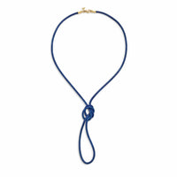 18K Yellow Gold Blue Leather Cord Necklace, yellow gold, Long's Jewelers