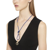 18K Yellow Gold Blue Leather Cord Necklace, yellow gold, Long's Jewelers