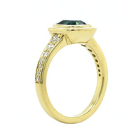 18K Yellow Gold Blue Tourmaline Diamond Ring, 18k yellow gold, Long's Jewelers
