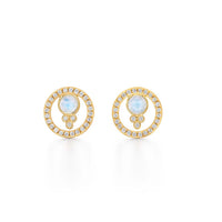 18K Yellow Gold Cabochon Moonstone Earrings, yellow gold, Long's Jewelers