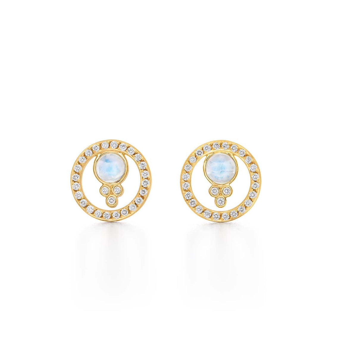 18K Yellow Gold Cabochon Moonstone Earrings, yellow gold, Long's Jewelers