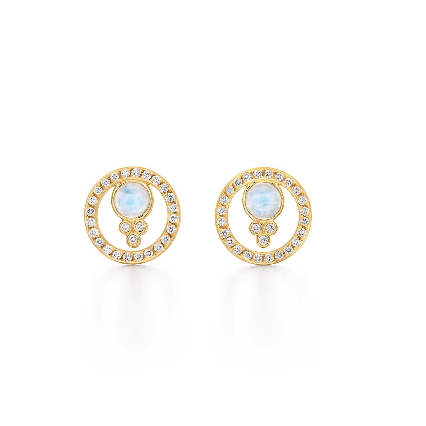 18K Yellow Gold Cabochon Moonstone Earrings, yellow gold, Long's Jewelers