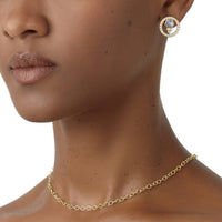 18K Yellow Gold Cabochon Moonstone Earrings, yellow gold, Long's Jewelers