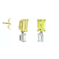 18K Yellow Gold Canary Tourmaline and Emerald Diamond Drop Earrings, 18K Yellow Gold, Long's Jewelers