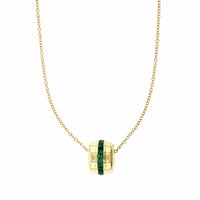 18K Yellow Gold Channel Set Emerald Barrel Pendant , 18k yellow gold, Long's Jewelers