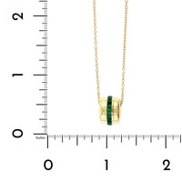 18K Yellow Gold Channel Set Emerald Barrel Pendant , 18k yellow gold, Long's Jewelers
