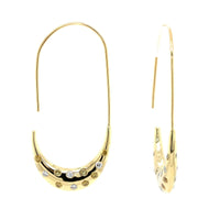 18K Yellow Gold Crescent Moon Diamond Hoop Earrings, 18k yellow gold, Long's Jewelers