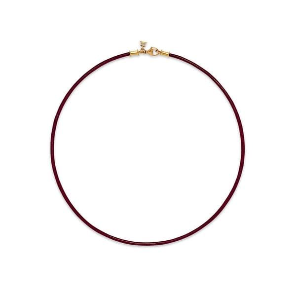 18K Yellow Gold Crimson Leather Cord Necklace, yellow gold, Long's Jewelers
